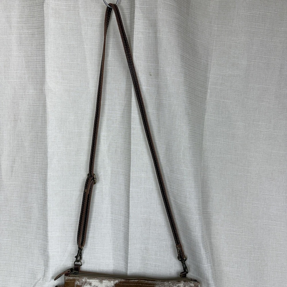 Myra Bag Crossbody Bag Womens Medium Brown Cowhide Fur Trim Floral Western - Picture 5 of 10